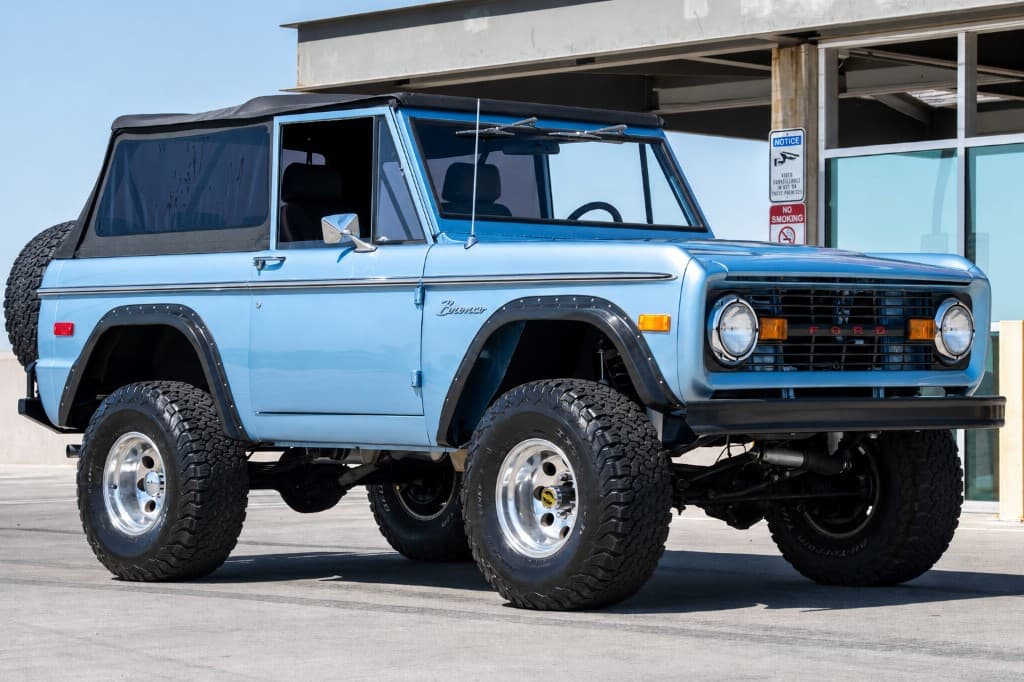 Front view of the restored 1970 Ford Bronco prize vehicle
